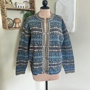 Vintage 90s Squaw Valley Fair Isle Wool Knit Cardigan
